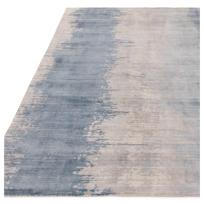 Tapis de salon moderne viscose tissé main nuances de bleus Rosario