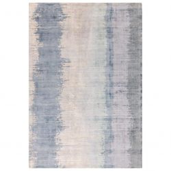 Tapis de salon moderne viscose tissé main nuances de bleus Rosario