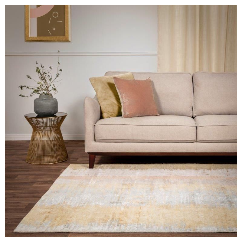 Tapis moderne en viscose tissé main nuances de jaune Rosario