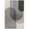 Tapis moderne art deco en polypropylène Corrientes gris, noir et blanc