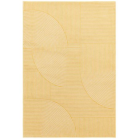 Tapis de salon art deco en polypropylène Parana jaune et écru Tapis de salon art deco en polypropylène Parana jaune et écru