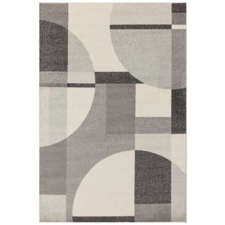 Tapis de salon art deco en polypropylène Posadas gris, noir et blanc Tapis de salon art deco en polypropylène Posadas gris, noir et blanc