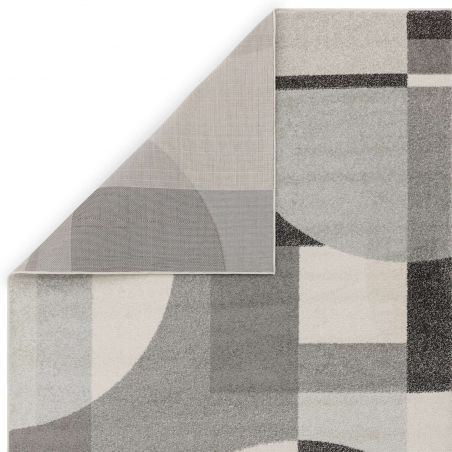 Tapis de salon art deco en polypropylène Posadas gris, noir et blanc Tapis de salon art deco en polypropylène Posadas gris, noir et blanc