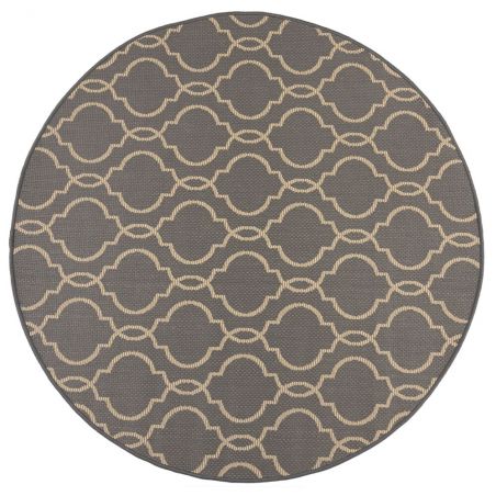 Tapis d'extérieur rond Milan gris motifs beige Tapis d'extérieur rond Milan gris motifs beige