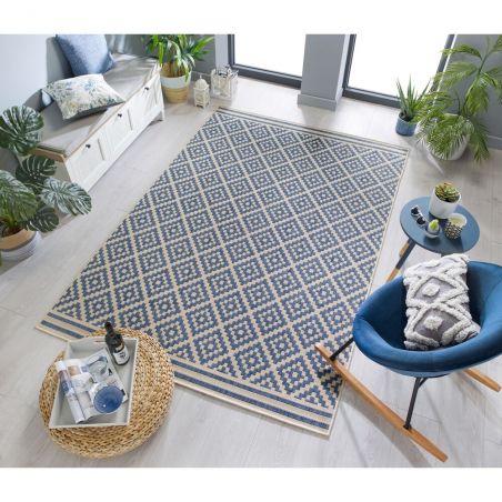 Tapis d'extérieur intérieur rectangulaire Moretti Bleu et Beige Tapis d'extérieur intérieur rectangulaire Moretti Bleu et Beige