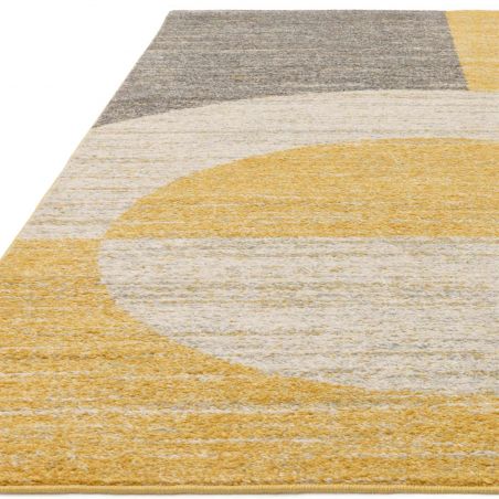 Tapis moderne art deco en polypropylène Junin jaune, gris et ivoire Tapis moderne art deco en polypropylène Junin jaune, gris et ivoire