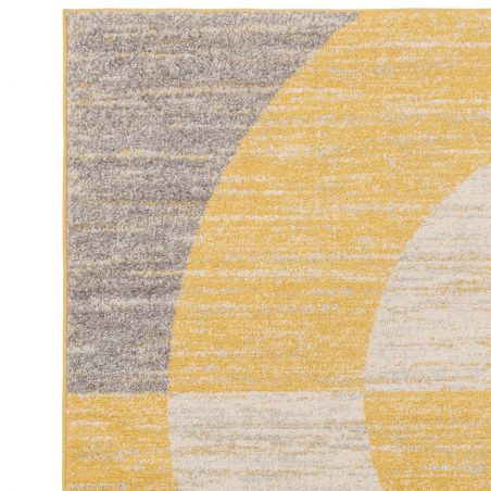 Tapis moderne art deco en polypropylène Junin jaune, gris et ivoire Tapis moderne art deco en polypropylène Junin jaune, gris et ivoire