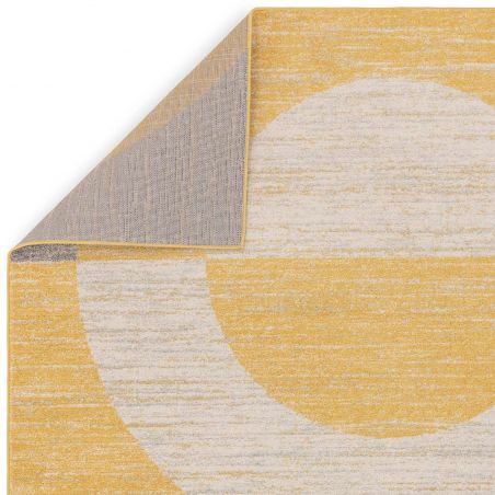 Tapis moderne art deco en polypropylène Junin jaune, gris et ivoire Tapis moderne art deco en polypropylène Junin jaune, gris et ivoire