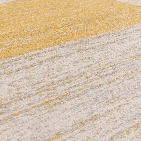 Tapis moderne art deco en polypropylène Junin jaune, gris et ivoire Tapis moderne art deco en polypropylène Junin jaune, gris et ivoire