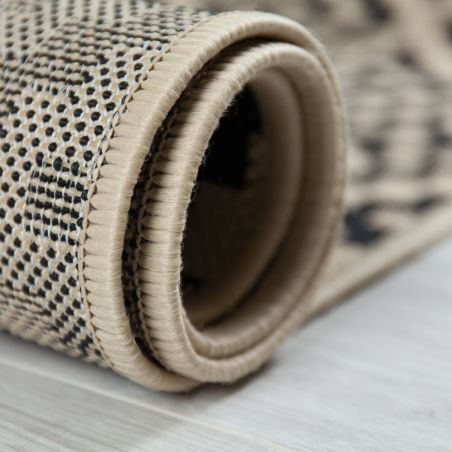 Tapis d'extérieur rond Moretti Noir et Beige dos Tapis d'extérieur rond Moretti Noir et Beige dos