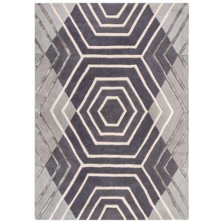 Tapis de salon de salle à manger en laine et viscose gris Architect Harlow Tapis de salon de salle à manger en laine et viscose gris Architect Harlow