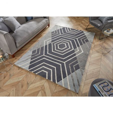 Tapis de chambre en laine et viscose gris Architect Harlow Tapis de chambre en laine et viscose gris Architect Harlow