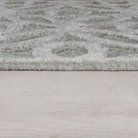 Tapis de salon en laine et viscose Clarissa Gris Argent epaisseur Tapis de salon en laine et viscose Clarissa Gris Argent epaisseur