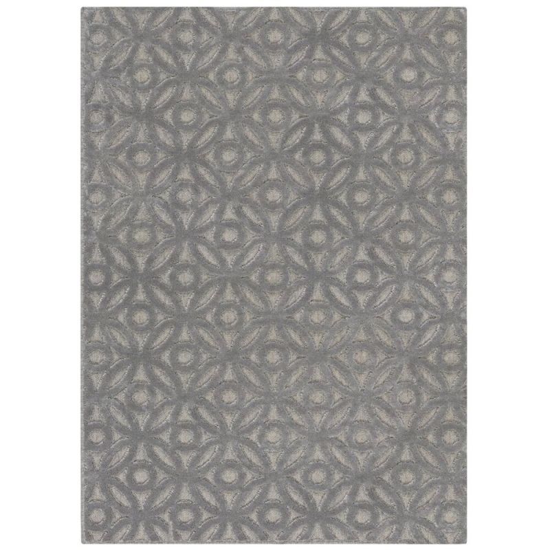 Tapis de salon en laine et viscose Clarissa Gris Argent  rectangle