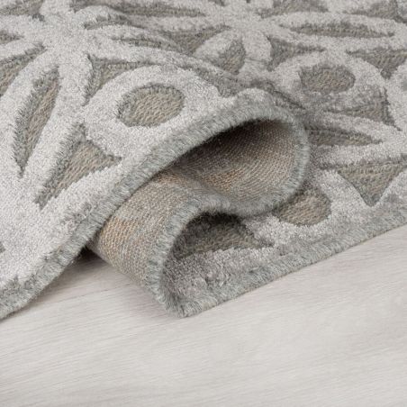 Tapis de salon en laine et viscose Clarissa Gris Argent dos Tapis de salon en laine et viscose Clarissa Gris Argent dos