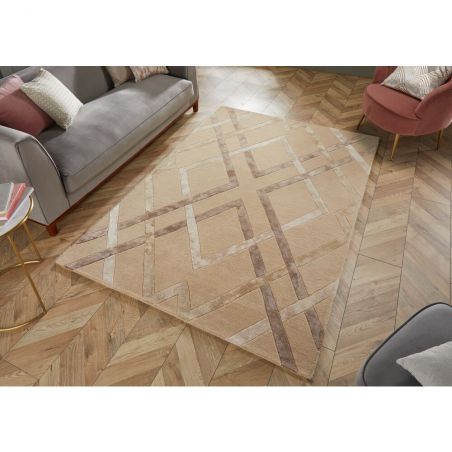 Tapis de salon en laine et viscose beige Architect Trellis Tapis de salon en laine et viscose beige Architect Trellis