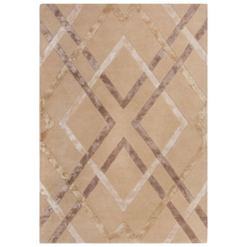 Tapis de chambre en laine et viscose beige Architect Trellis