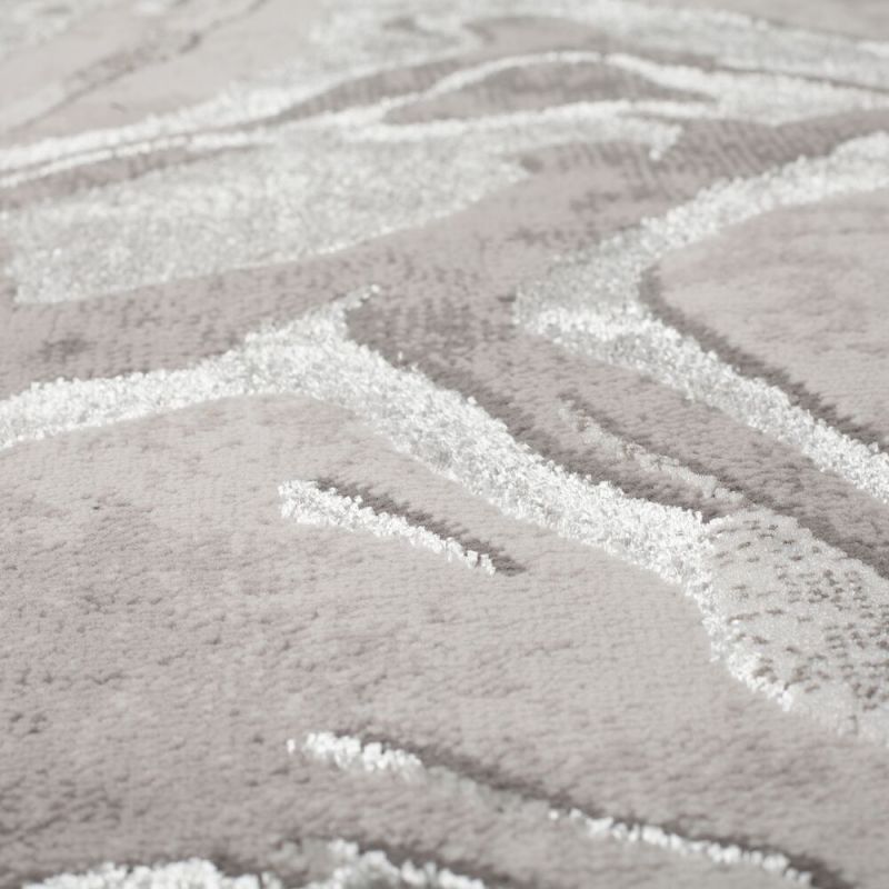 Tapis de salon en fibre synthétique Marbled Gris Argent zoom