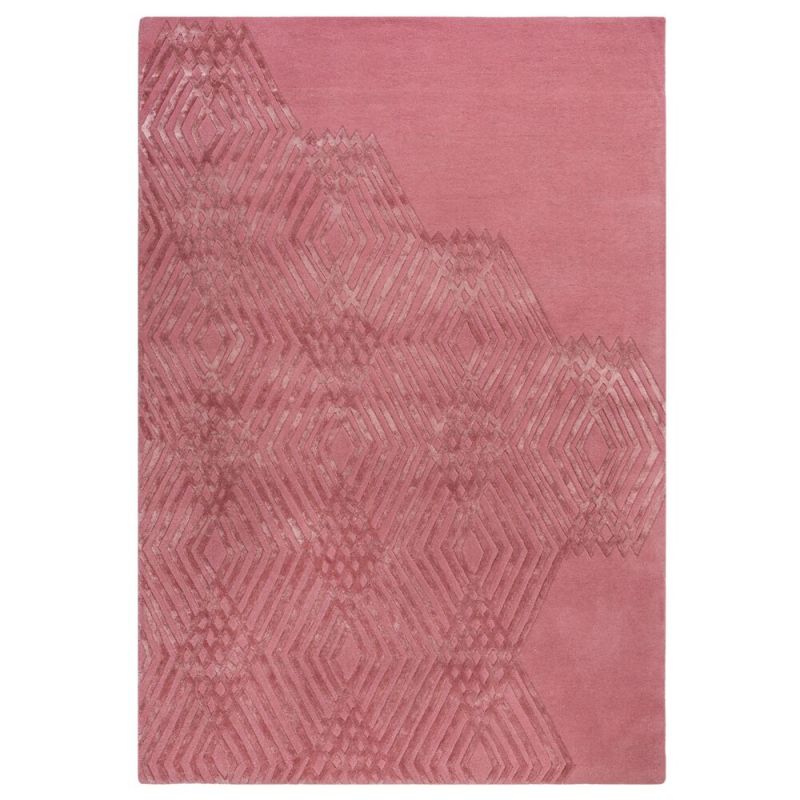 Tapis de salon en laine et viscose rose Architect Diamonds