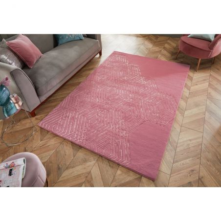 Tapis de salle à manger en laine et viscose rose Architect Diamonds Tapis de salle à manger en laine et viscose rose Architect Diamonds