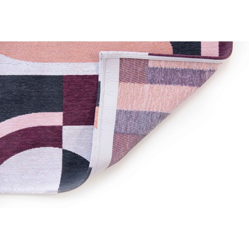 Tapis de salle à manger style art deco en polyester Module rose Rohe