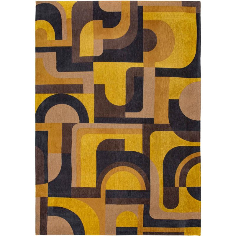 Tapis de salon style art deco en polyester Module jaune meyer - Louis de Poortere