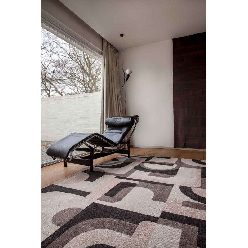 Tapis de bureau style art deco en polyester Module beige saxon