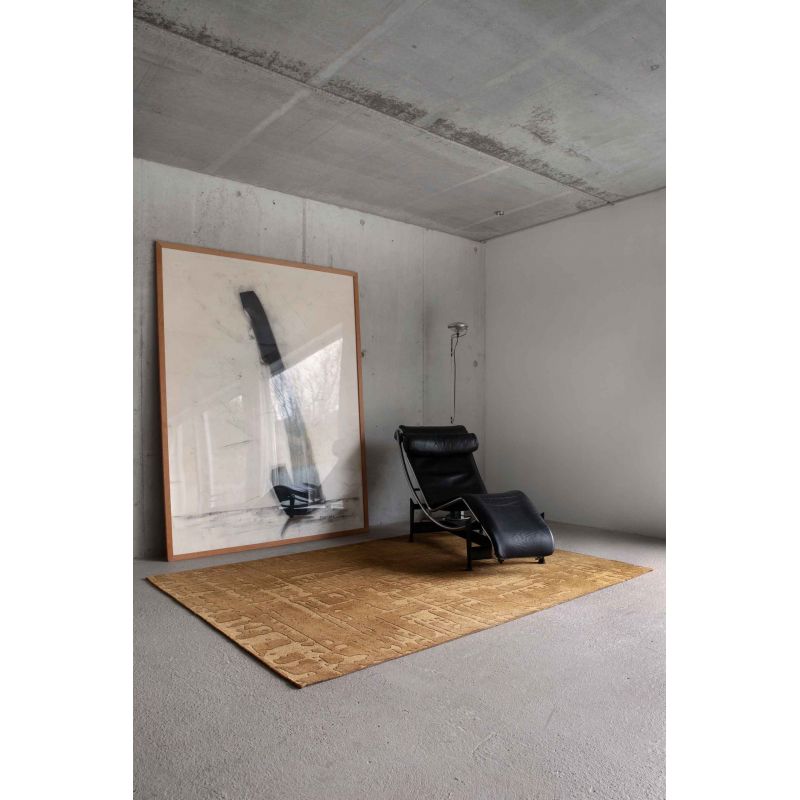 Tapis de salle à manger moderne en polyester Baobab or de Madagascar