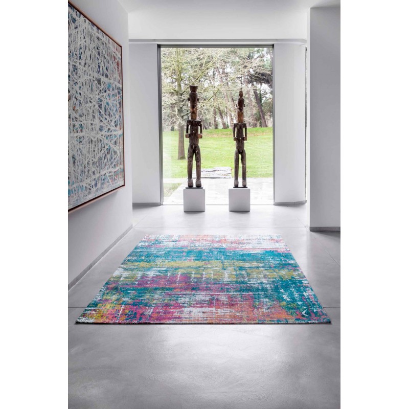 Tapis de Salon tissé plat Atlantic Streaks Jefferson Multicolore couleurs vives salon