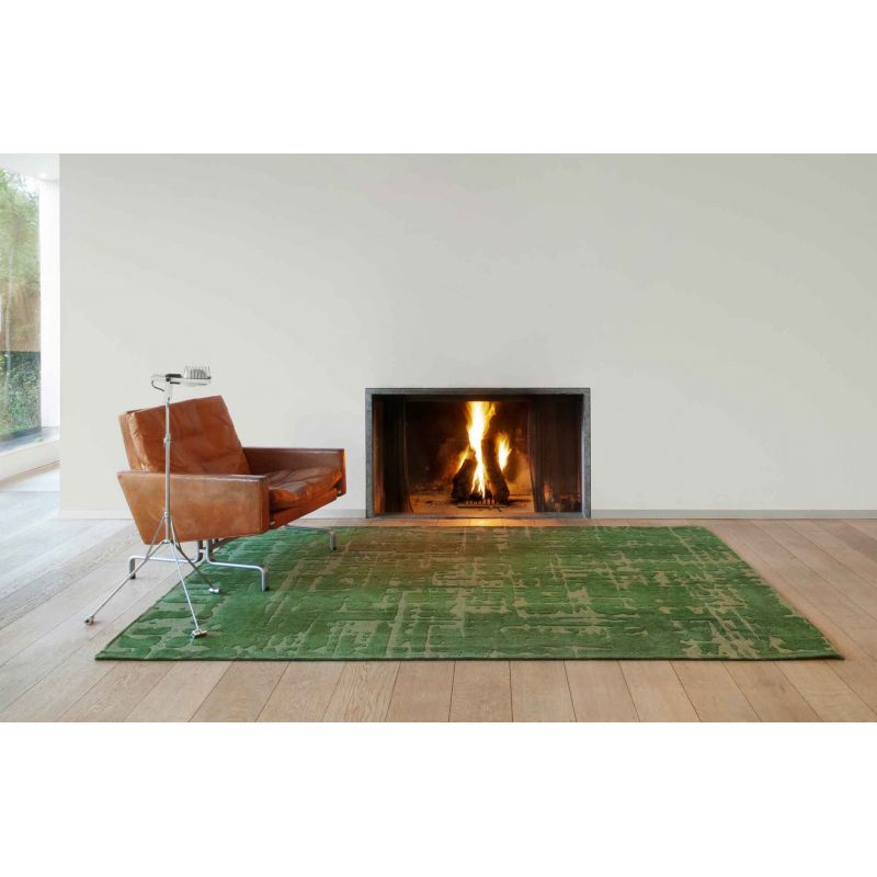 Tapis de salon moderne en polyester Baobab vert Perrier