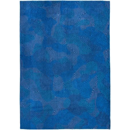 Tapis de salle à manger abstrait en polyester Coral bleu lagon