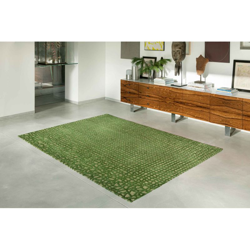 Tapis de salon design en polyester Trammel Alta Vert salon
