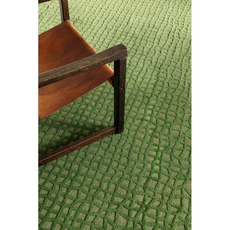Tapis de salon design en polyester Trammel Alta Vert bureau