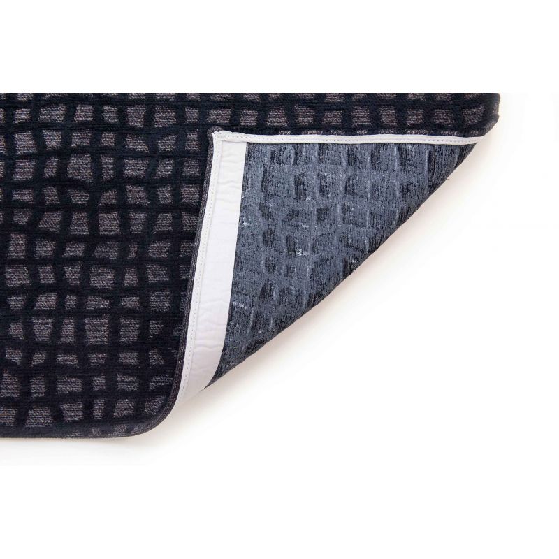 Tapis moderne de salon en polyester Trammel Oppian noir coin