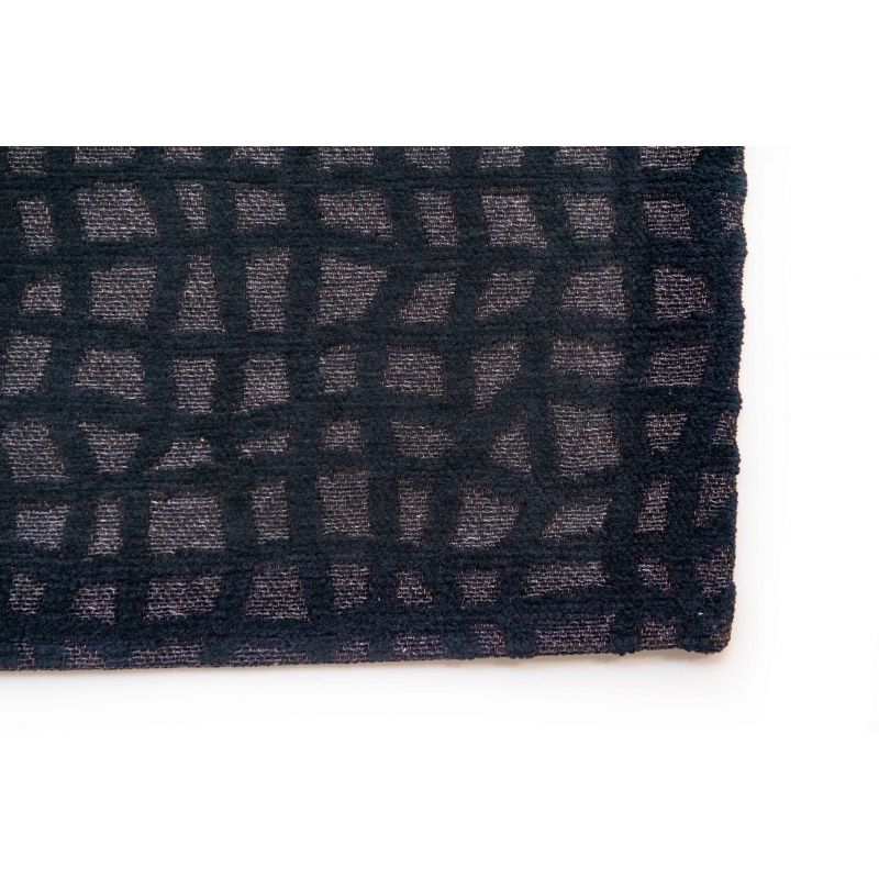 Tapis moderne de salon en polyester Trammel Oppian noir finition