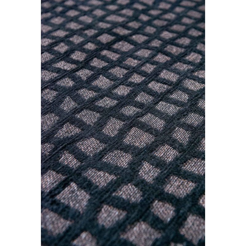 Tapis moderne de salon en polyester Trammel Oppian noir dessin