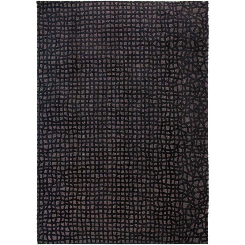 Tapis moderne de salon en polyester Trammel Oppian noir - Louis de Poortere