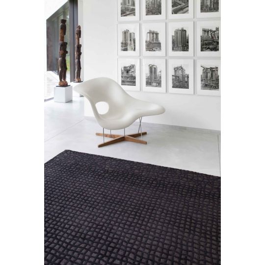 Tapis de salon design en polyester Trammel Oppian Black - Tapis Chic