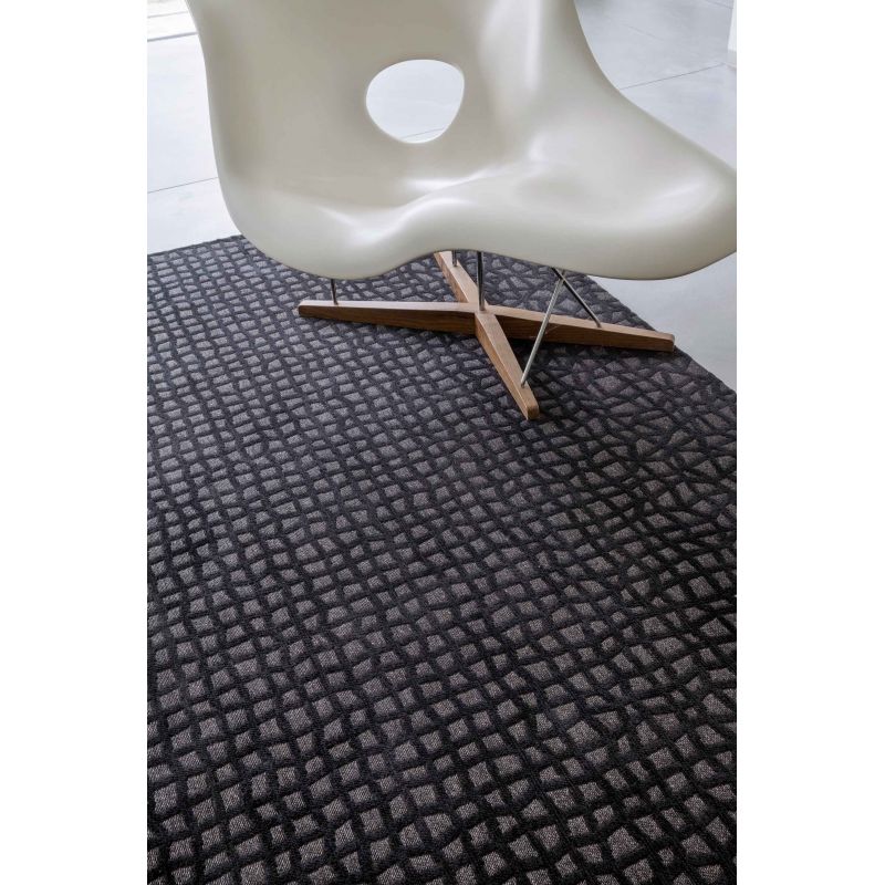 Tapis de salon design en polyester Trammel Oppian Black - Tapis Chic