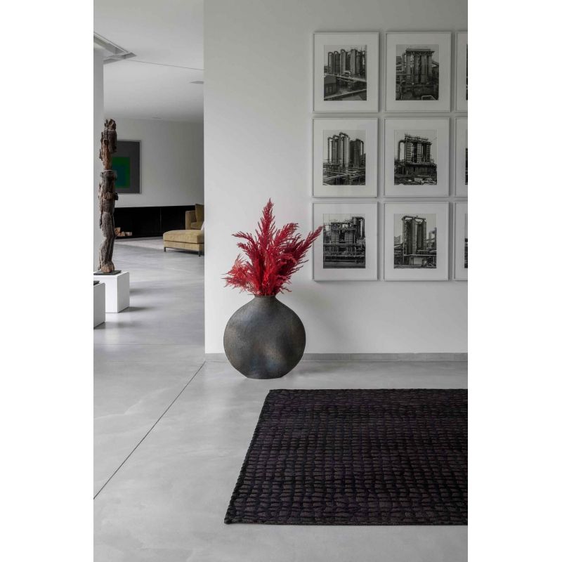 Tapis moderne de salon en polyester Trammel Oppian noir