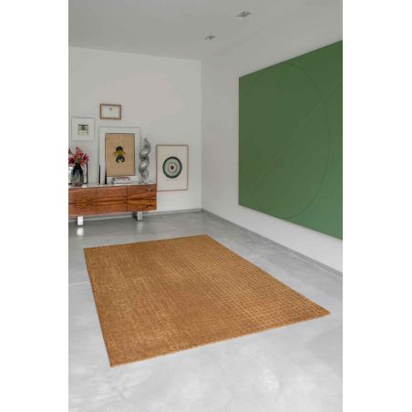 Tapis moderne haut de gamme en polyester Trammel Roman Gold Salon Tapis moderne haut de gamme en polyester Trammel Roman Gold Salon