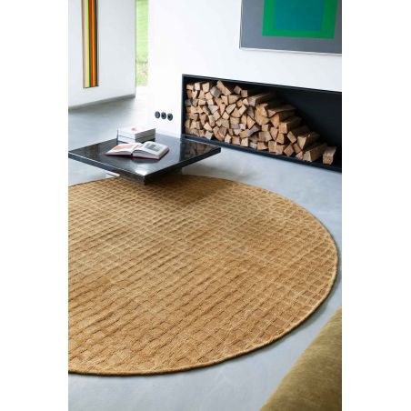 Tapis moderne haut de gamme en polyester Trammel Roman Gold rond salon Tapis moderne haut de gamme en polyester Trammel Roman Gold rond salon