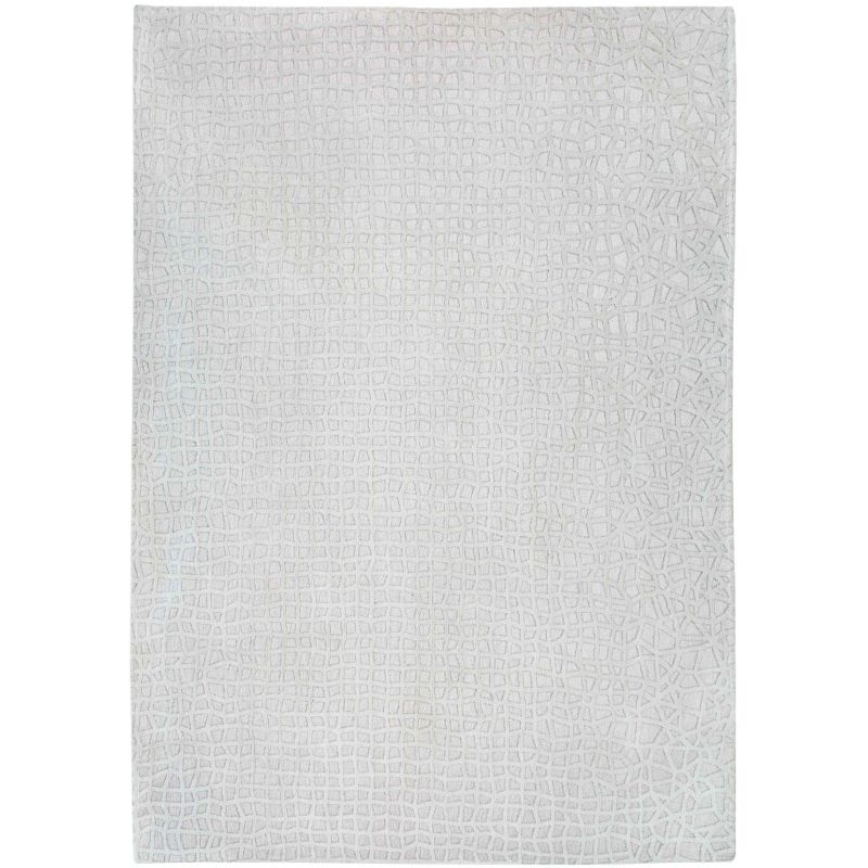 Tapis moderne haut de gamme en polyester Trammel Willow White - Louis de Poortere