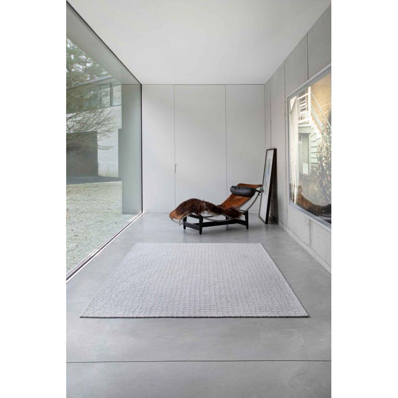 Tapis moderne haut de gamme en polyester Trammel Willow White salon