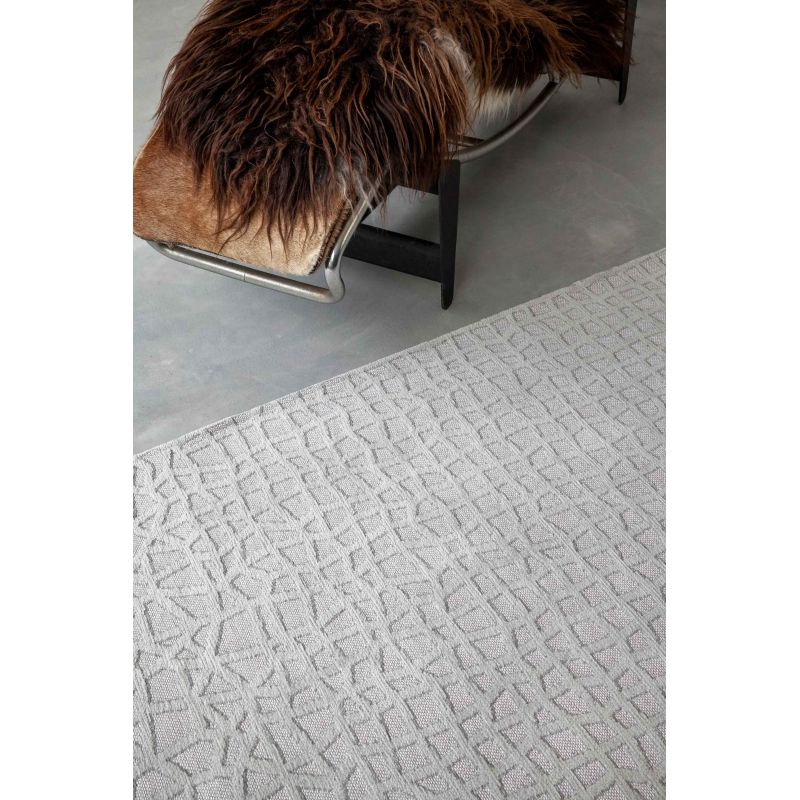 Tapis moderne haut de gamme en polyester Trammel Willow White - Tapis Chic