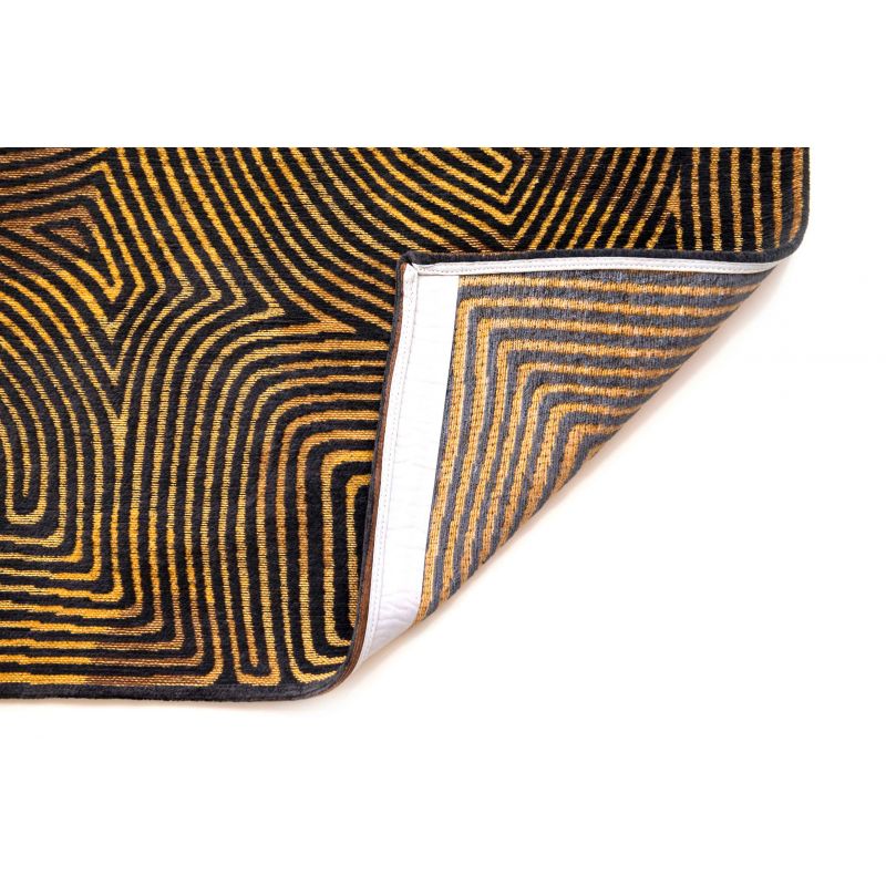 Tapis de bureau abstrait en polyester Coral Black Gold