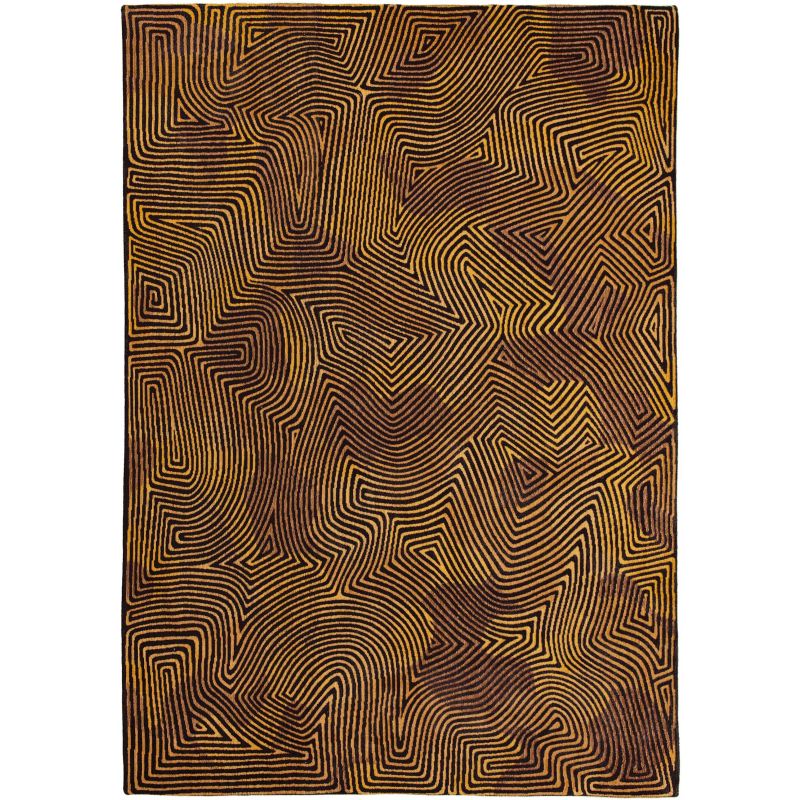 Tapis de bureau abstrait en polyester Coral Black Gold