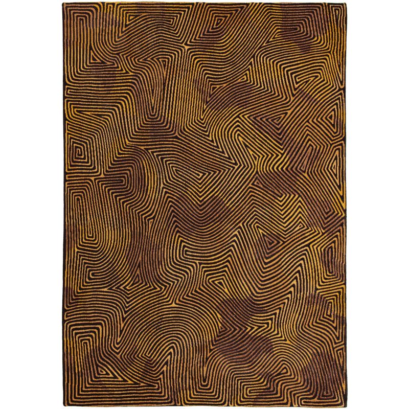 Tapis de bureau abstrait en polyester Coral Black Gold - Louis de Poortere