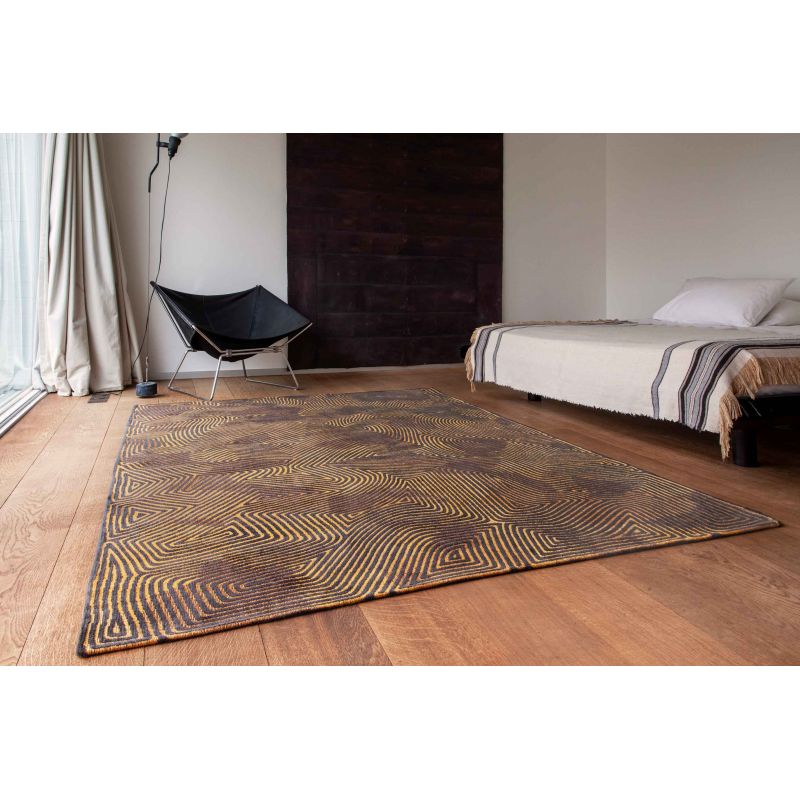 Tapis de bureau abstrait en polyester Coral Black Gold