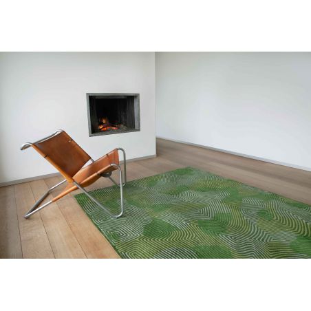 Tapis de salle à manger abstrait en polyester Coral vert tropical Tapis de salle à manger abstrait en polyester Coral vert tropical